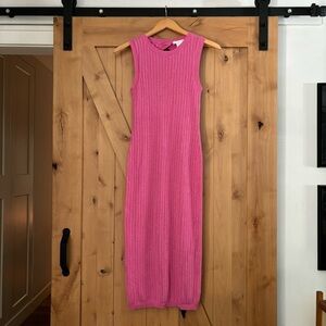 HOUSE OF HARLOW Sleeveless Ribbed Knit Bodycon Dress Pink Size Large Ope…